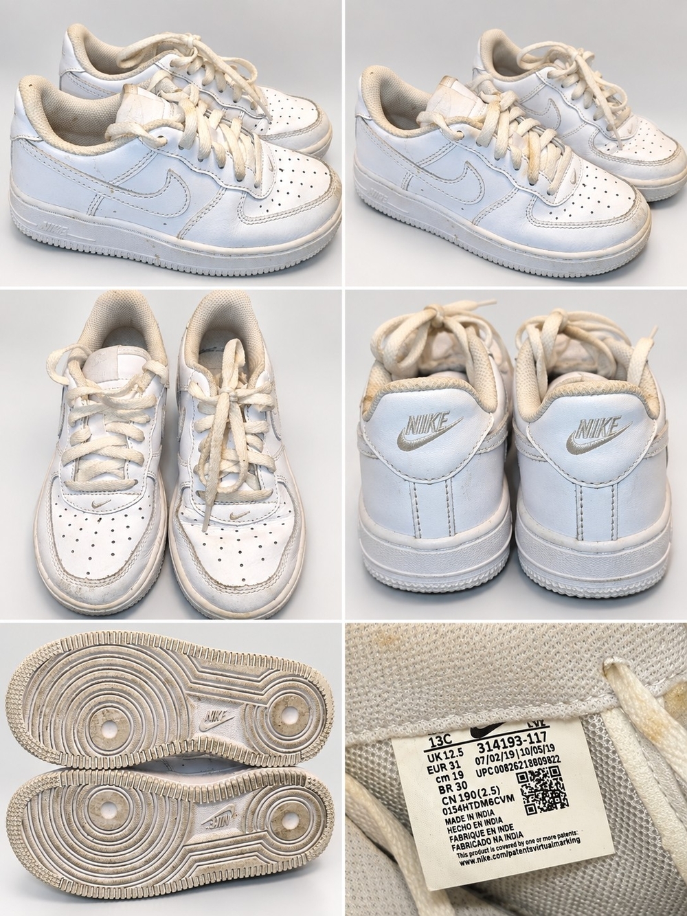 Nike Kids White Leather Low-Top Sneakers